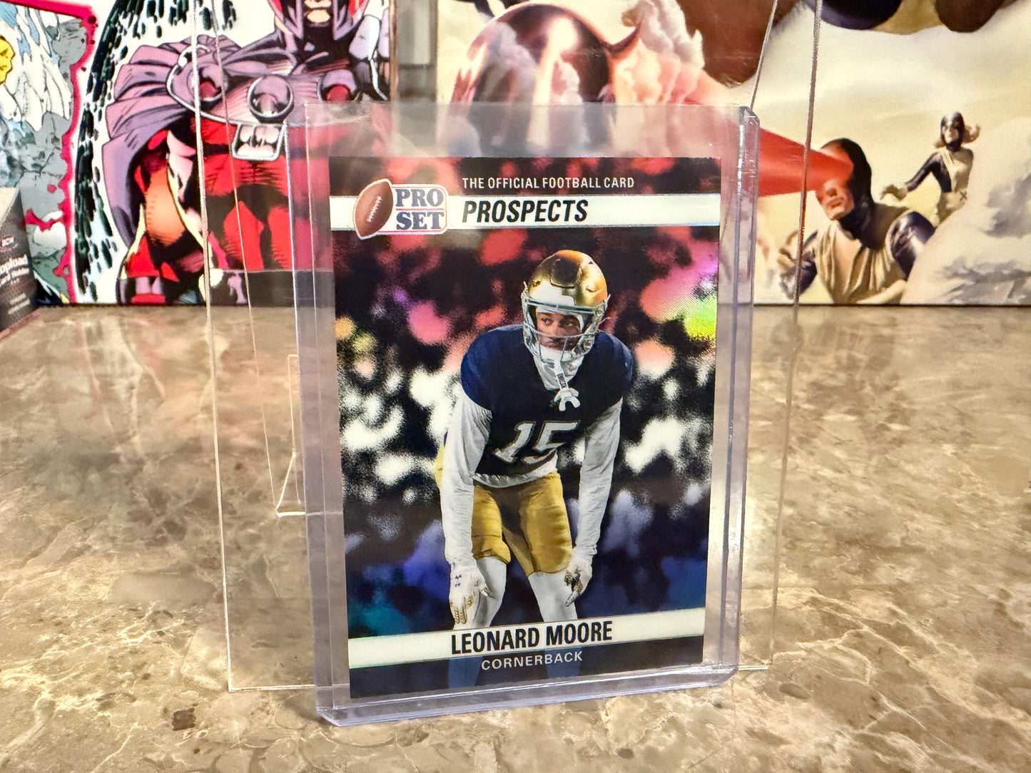 Leonard Moore 2026 Leaf Pro Set Metal Football 1990 Red White Blue /10