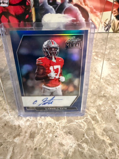 2026 Leaf Metal Football Carnell Tate Auto Blue Prismatic /5
