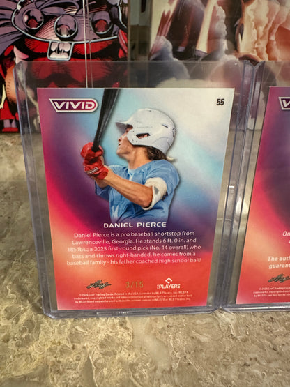Daniel Pierce 2026 Leaf Vivid Baseball Two-Card Premium Retail Lot
