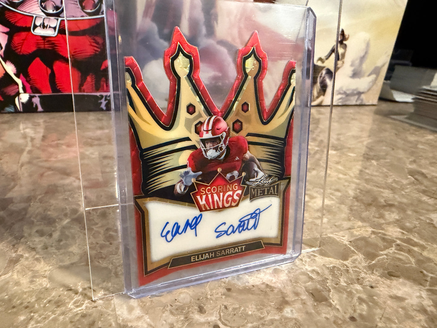 2026 Leaf Metal Football Elijah Sarratt Scoring Kings Auto Red Flood Super Prismatic 1/1