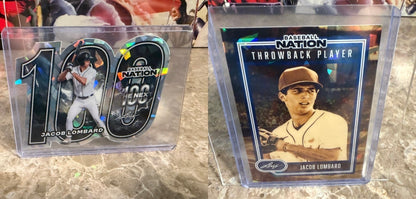 Jacob Lombard 2026 Leaf Baseball Nation 2-Card Lot Next 100 Throwback Player