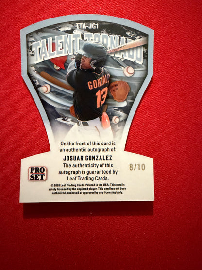 Josuar Gonzalez 2026 Leaf Pro Set Metal Baseball Talent Tornado Auto Platinum /10