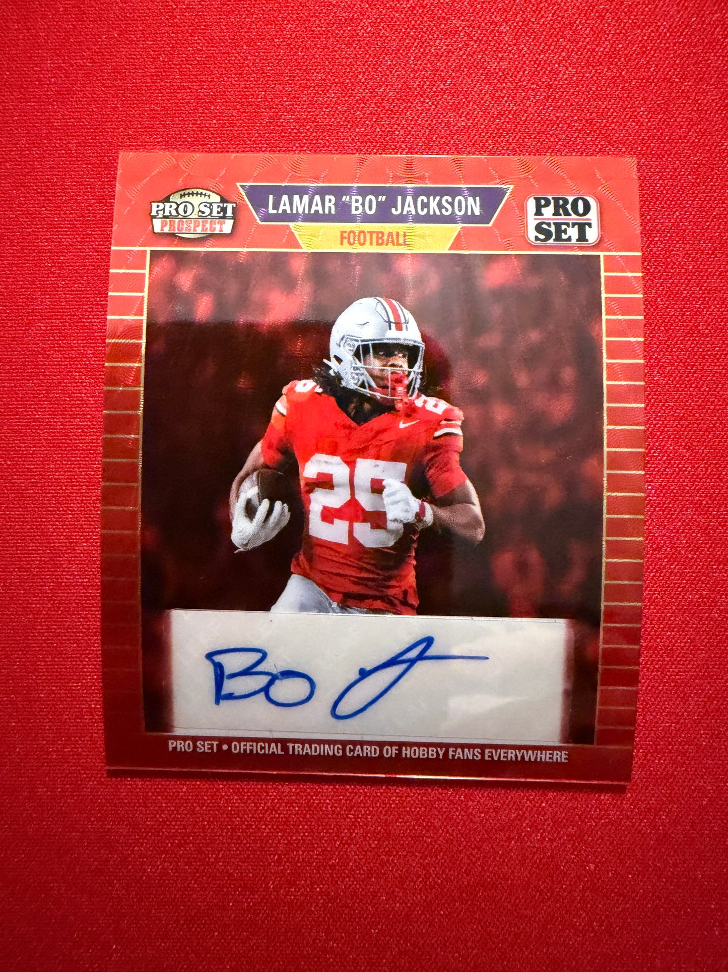2026 Leaf Pro Set Lamar Bo Jackson 1989 Mini Auto 1/1 Red Flood Super Prismatic