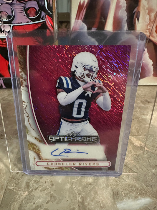 2026 Leaf Optichrome Chandler Rivers PINK SHIMMER AUTO /6 Ravens Draft Pick
