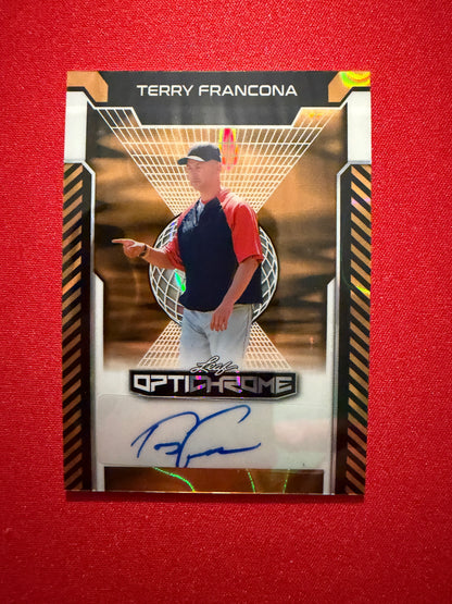 Terry Francona 2025 Leaf Optichrome Baseball Base Auto Gold Lava 1/1