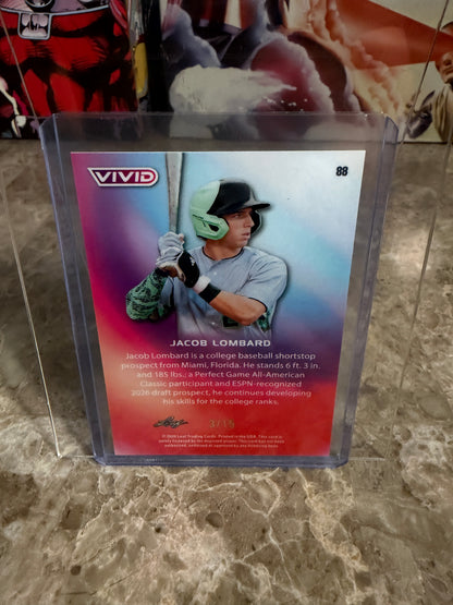 2026 Leaf Vivid Baseball Jacob Lombard Base Green SP 3/15