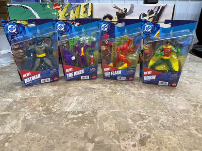 🦇 Mattel DC Comics Series 01 Action Figure Lot - Set of 4 (Batman, Joker, Flash, Robin)
