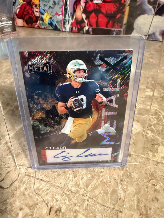2026 Leaf Metal Football CJ Carr Metal X Auto Black Shimmer 1/1