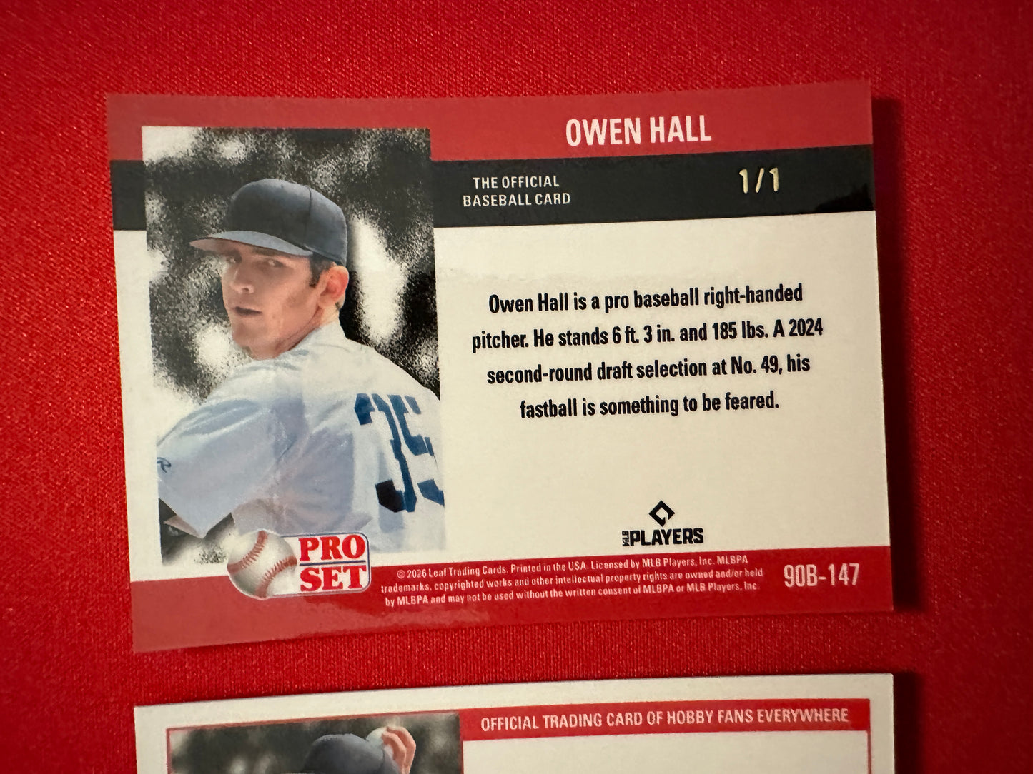 Owen Hall 2026 Leaf Pro Set 1/1 Dual Masterpiece Prospect Lot