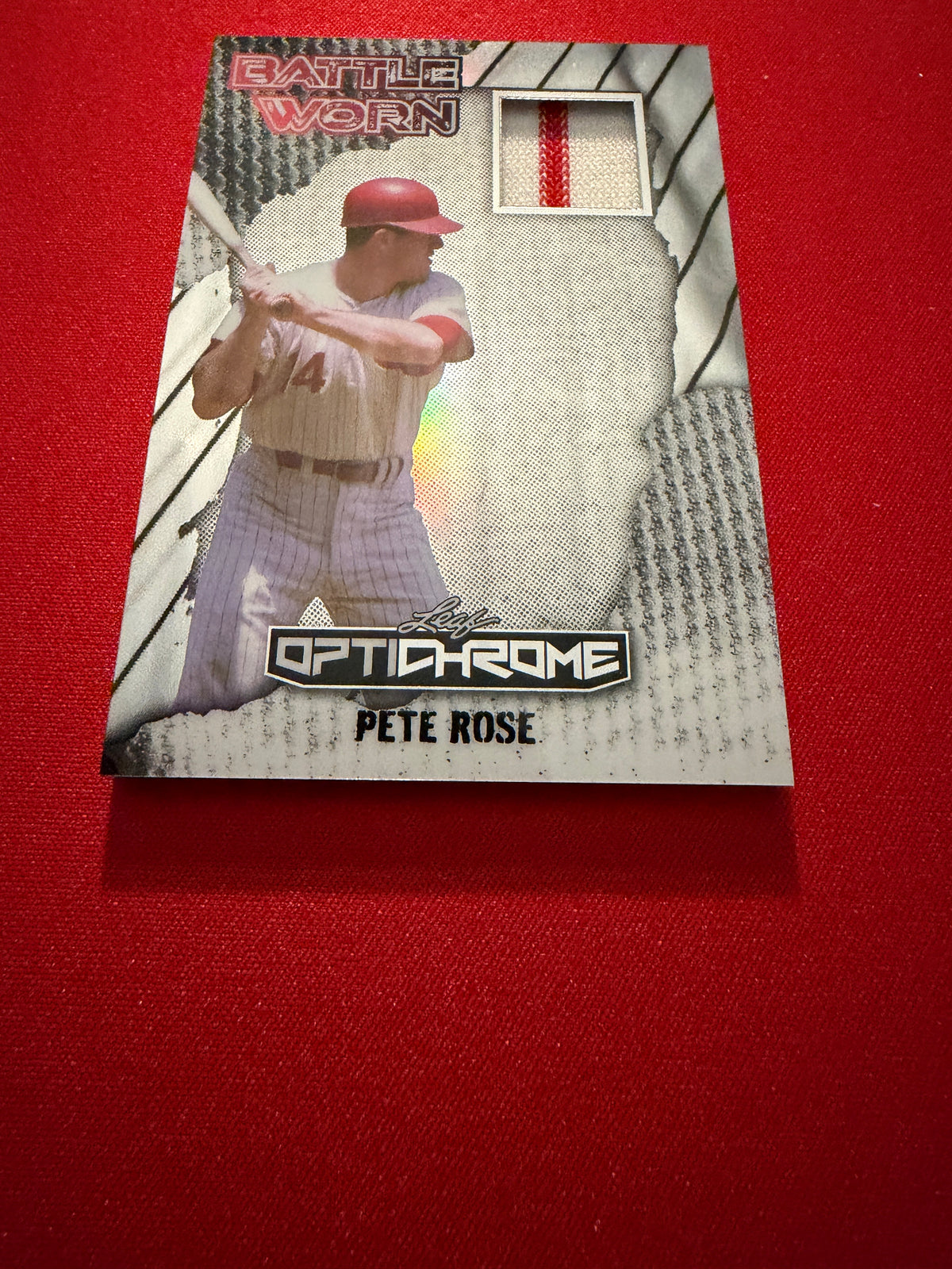 2025 Leaf Optichrome Pete Rose Game-Used Multicolor Relic Battle Worn 10/10