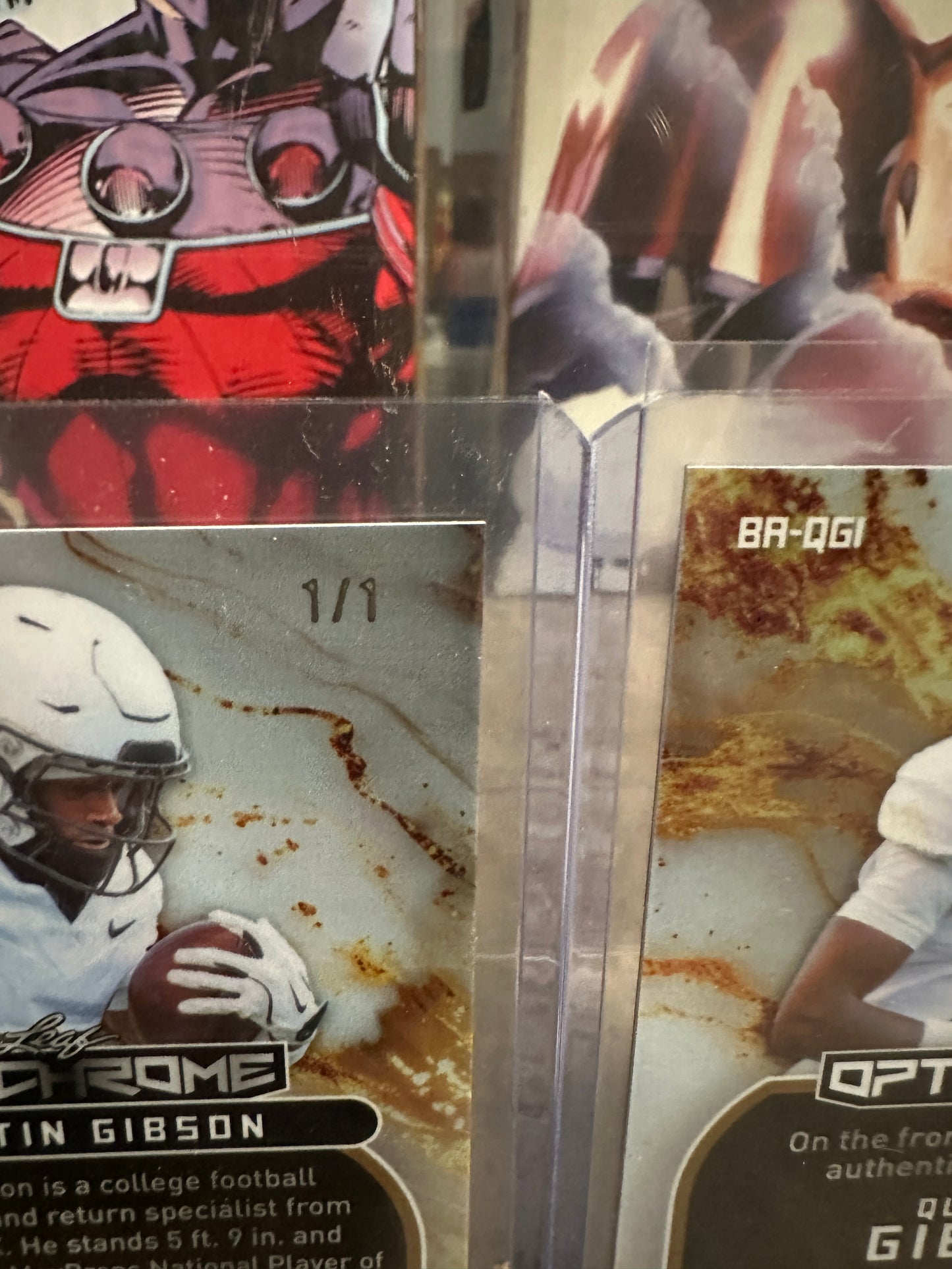 2026 Leaf Optichrome Quentin Gibson 2-Card Lot Gold 1/1 & Blue Crystal Auto /5