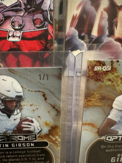 2026 Leaf Optichrome Quentin Gibson 2-Card Lot Gold 1/1 & Blue Crystal Auto /5