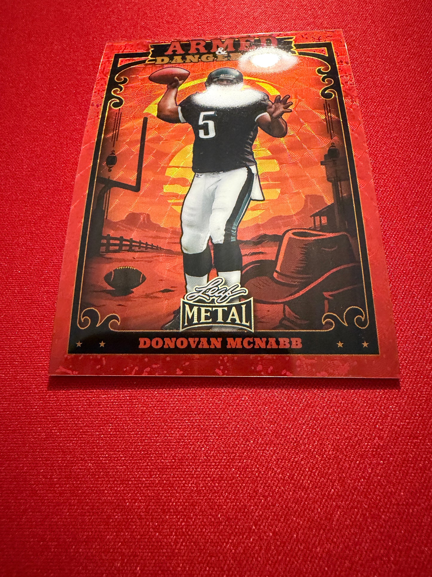 2026 Leaf Metal Football Armed & Dangerous Donovan McNabb Red Flood 1/1
