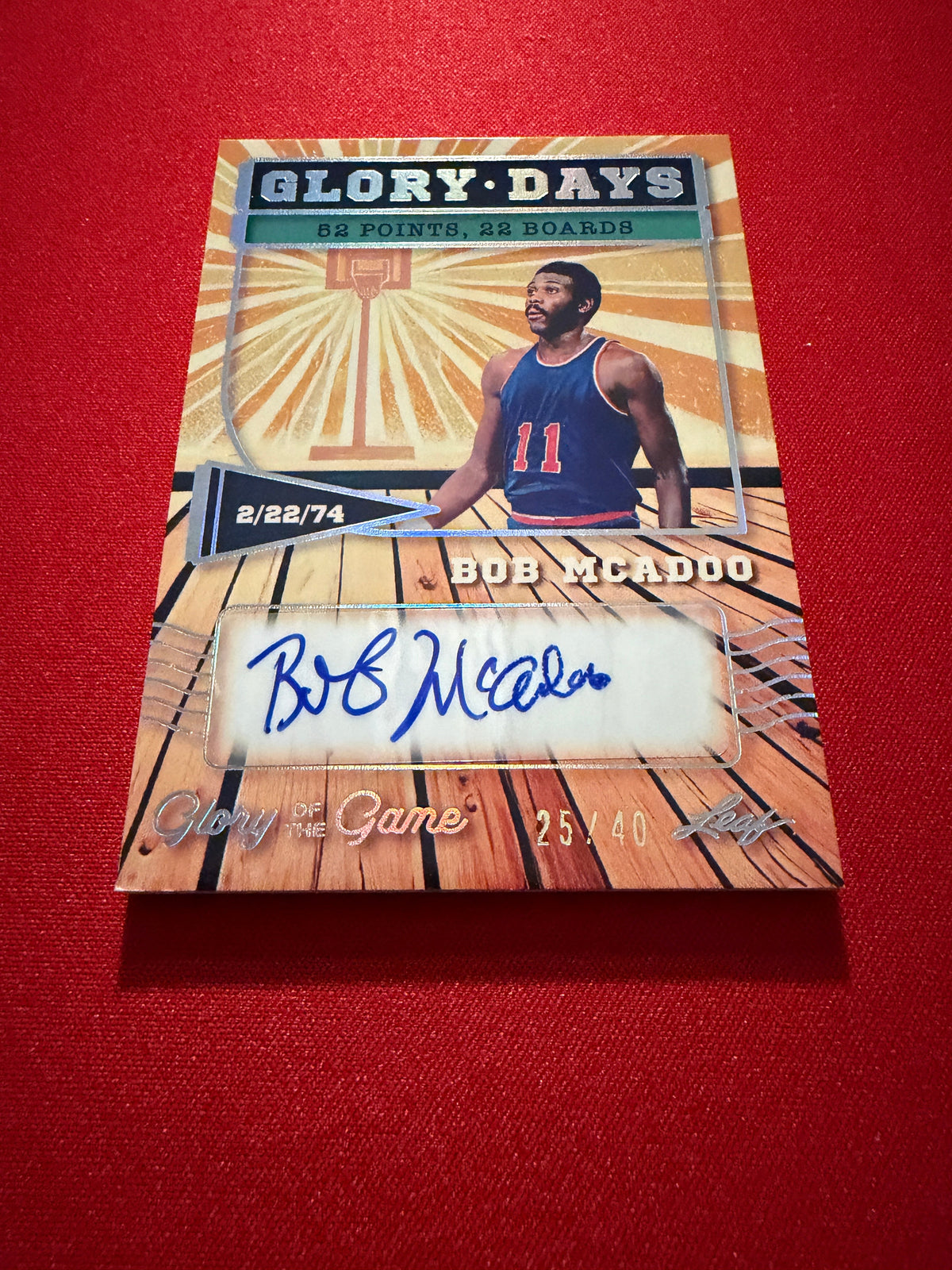 Bob McAdoo 2025 Leaf Glory of the Game Glory Days Silver Auto /40