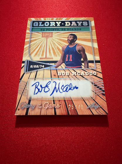 Bob McAdoo 2025 Leaf Glory of the Game Glory Days Silver Auto /40
