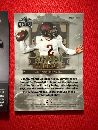 2026 Leaf Metal Johnny Manziel Auto Kaleidoscope Armed & Dangerous Pink Lot