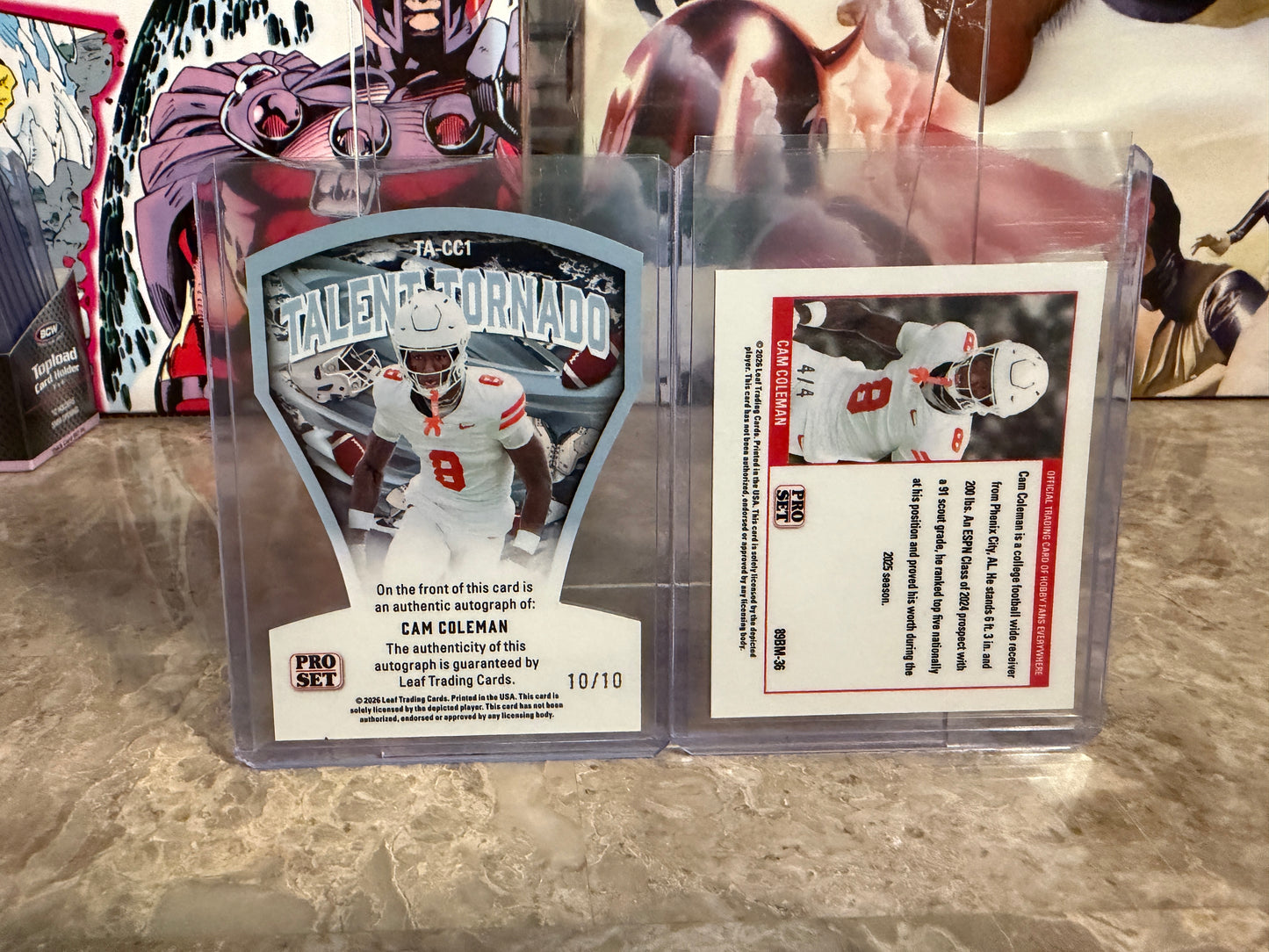 2026 Leaf Pro Set Metal Football Cam Coleman Talent Tornado Auto 1989 Mini Bookend Lot