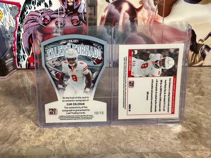 2026 Leaf Pro Set Metal Football Cam Coleman Talent Tornado Auto 1989 Mini Bookend Lot