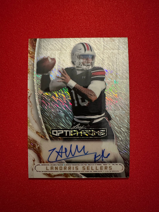 2026 Leaf Optichrome Football LaNorris Sellers Base Autograph Silver Shimmer /9