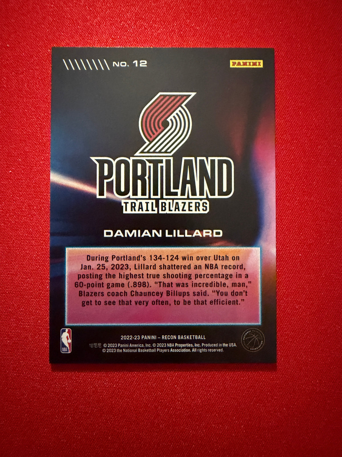 Damian Lillard 2022-23 Panini Recon Fleet Feet #12