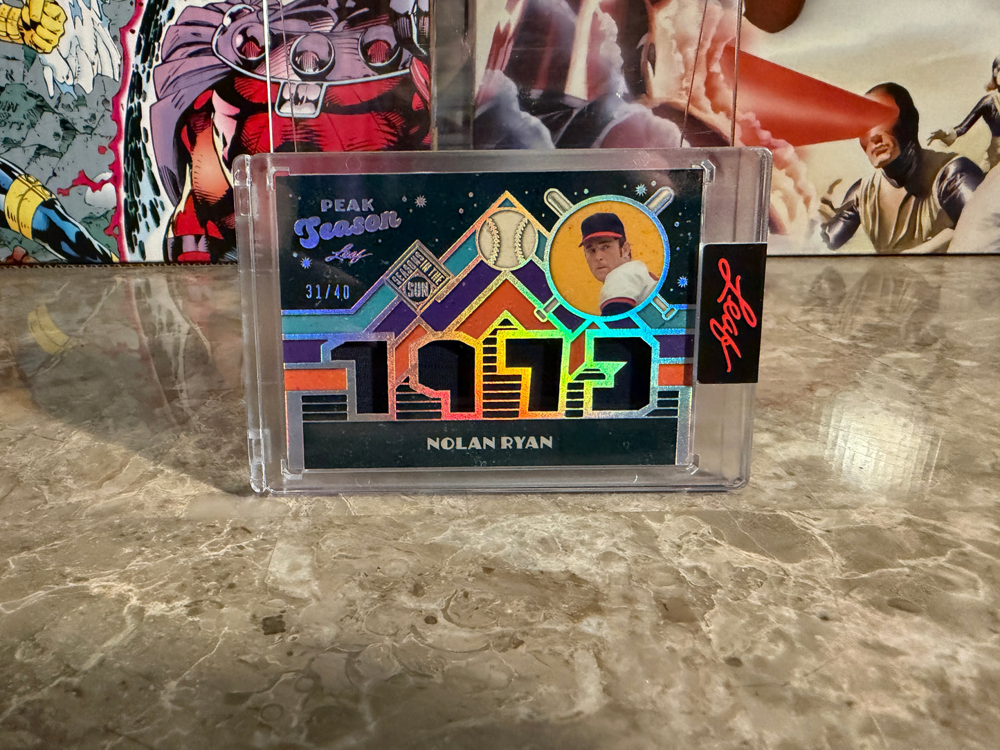 Nolan Ryan 2026 Leaf Seasons In the Sun Peak Season Die-Cut Patch /40