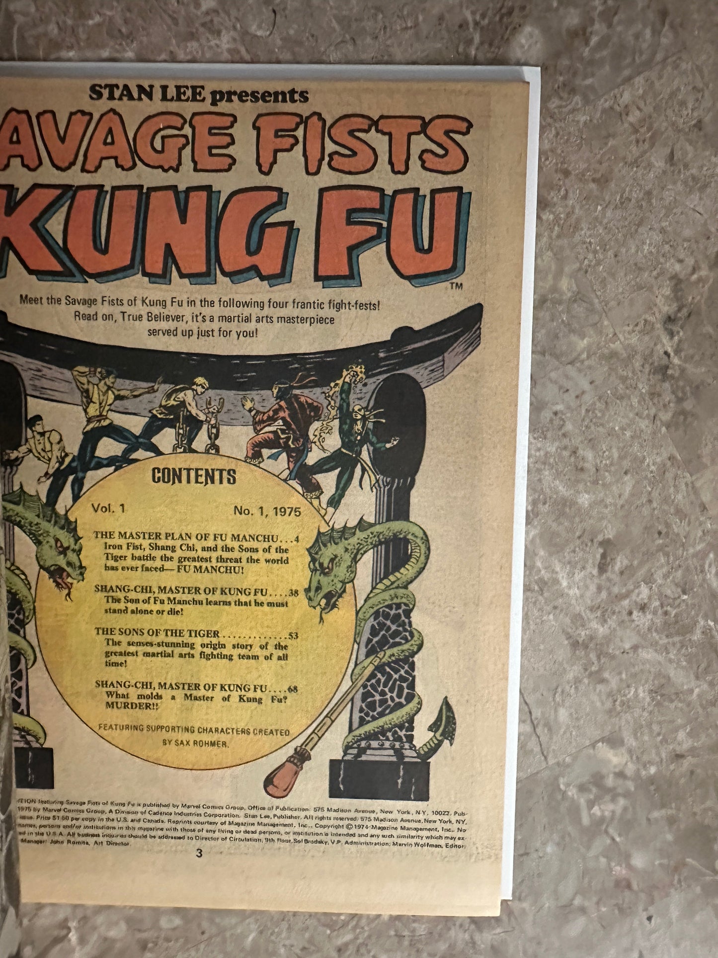 Savage Fists of Kung Fu #1 FN/VF 7.0-7.5 (1975 Marvel Treasury) - Glossy Copy