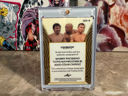 Manny Pacquiao Floyd Mayweather Chavez 2026 Leaf Ultimate Sports 3 Black 1/1