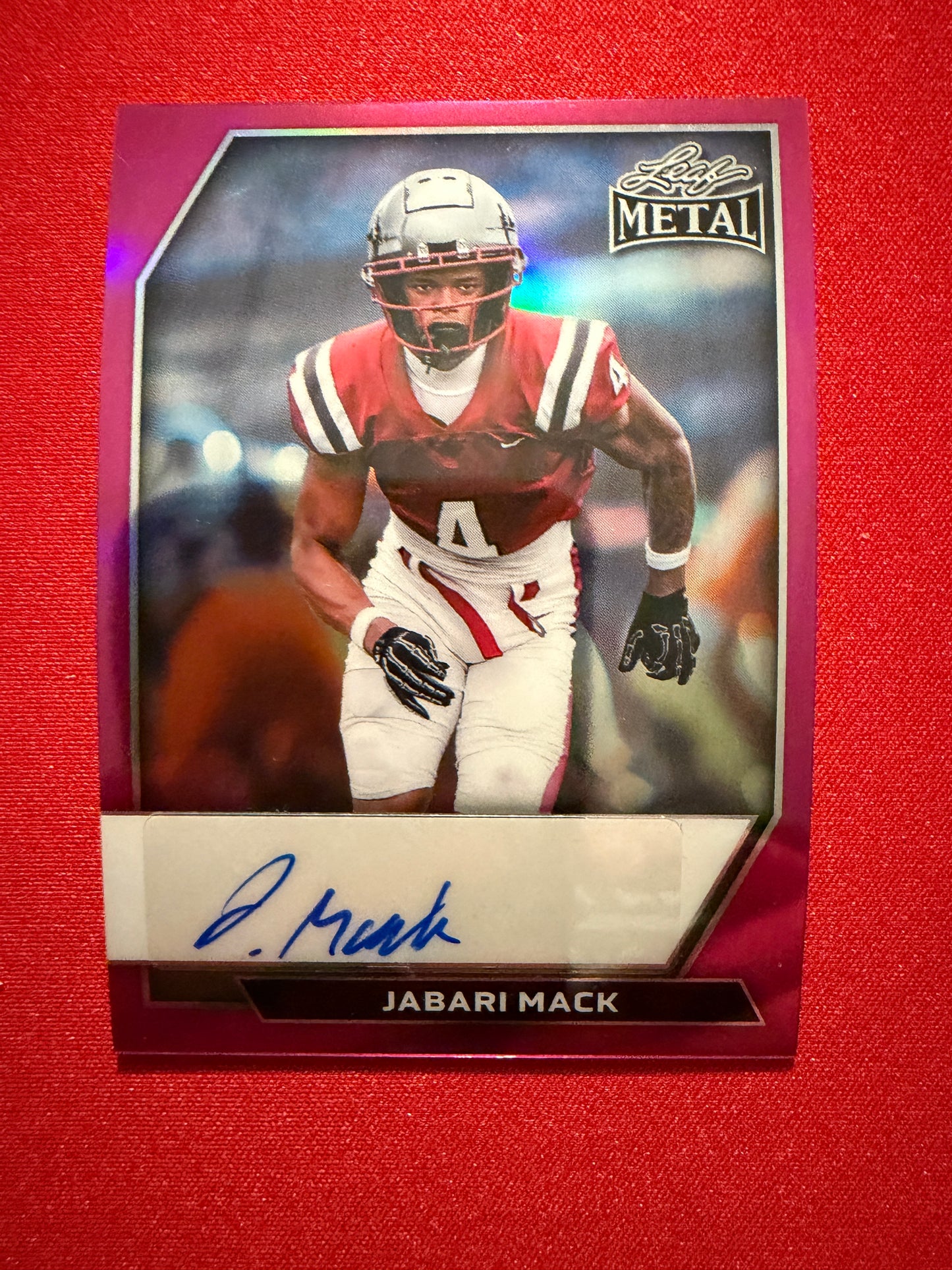 2026 Leaf Metal Football Jabari Mack Auto Pink Prismatic /6