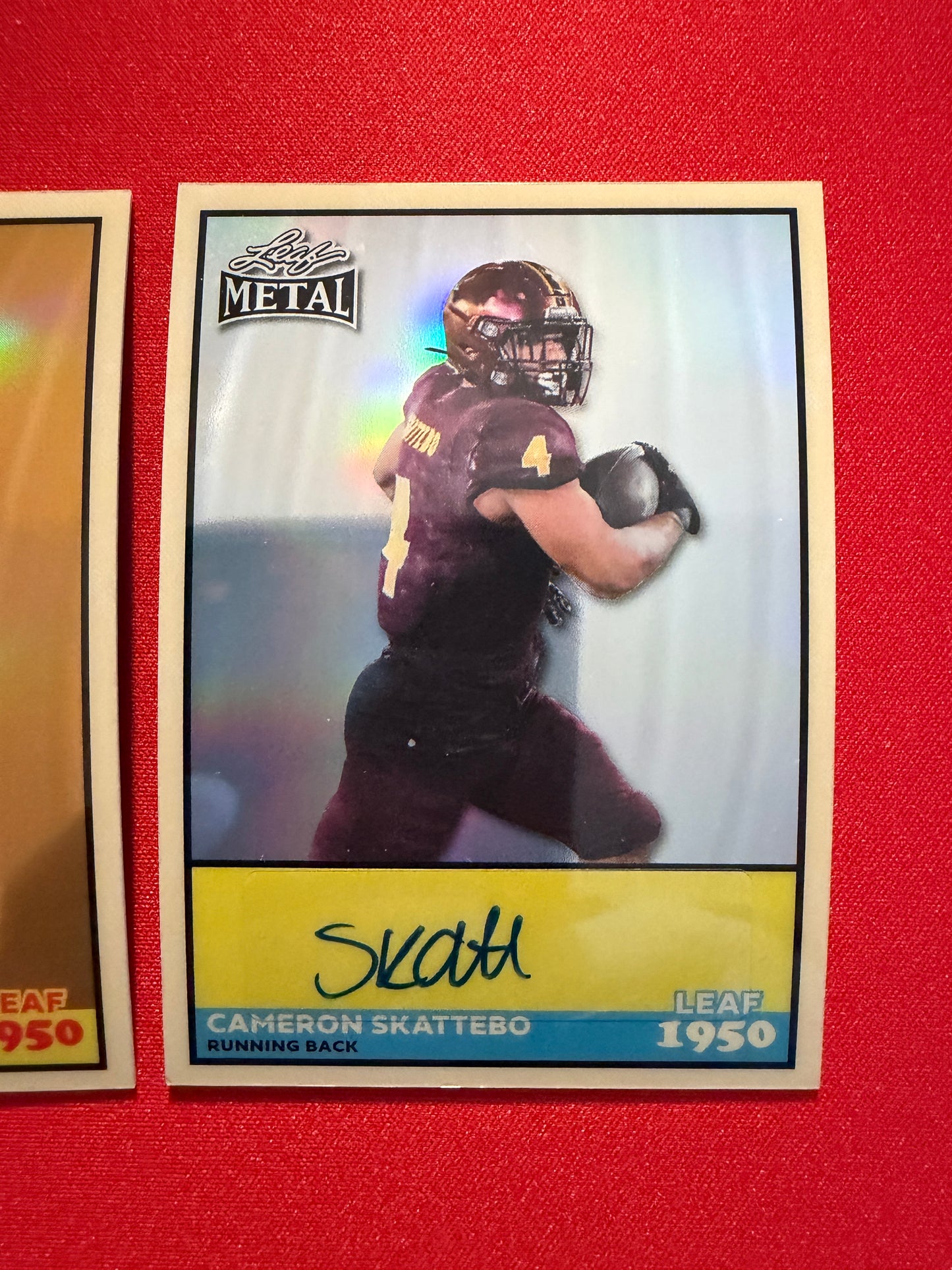 2026 Leaf Metal Football Cam Skattebo 1950 Gold Auto 1/1 Lot