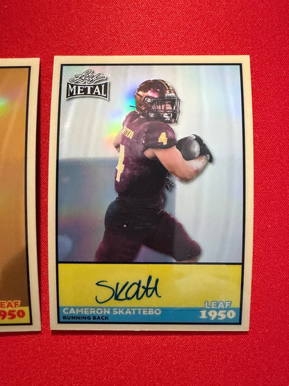 2026 Leaf Metal Football Cam Skattebo 1950 Gold Auto 1/1 Lot