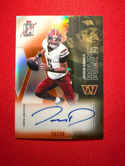 2025 Topps Signature Class Football Jayden Daniels Auto Orange Chrome /50