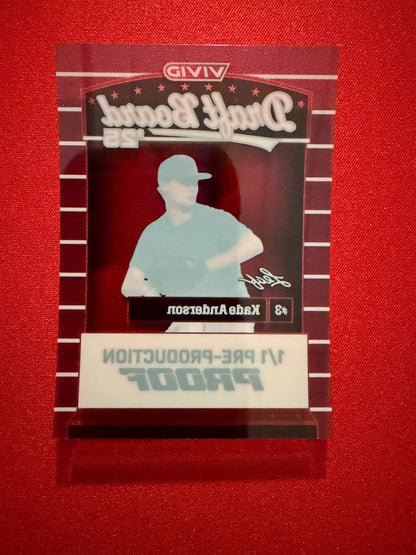 2026 Leaf Vivid Baseball Kade Anderson Draft Board ‘25 Clear Auto 1/1 Proof