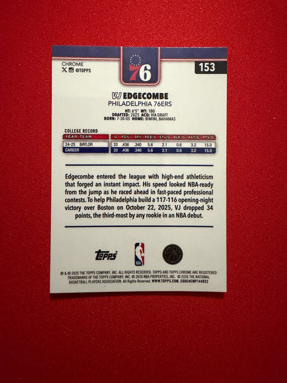 VJ Edgecombe 2026 Topps Chrome Update X-Fractor RC #153