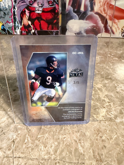 2026 Leaf Metal Football Jim McMahon On-Card Auto Pink Prismstic