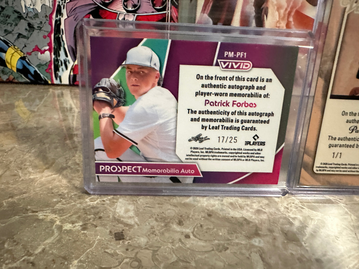 2026 Leaf Pro Set Patrick Forbes 1/1 Auto & Vivid Patch Auto /25 2-Card Lot