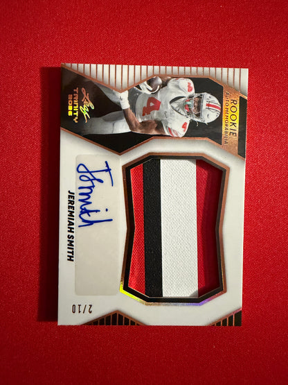 Jeremiah Smith 2026 Leaf Trinity Rookie Auto Memorabilia Multicolor Patch /10