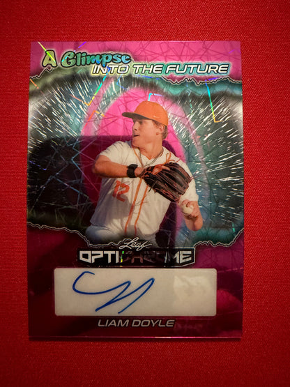 Liam Doyle 2025 Leaf Optichrome Baseball Glimpse Into Future Auto Pink Lazer /8
