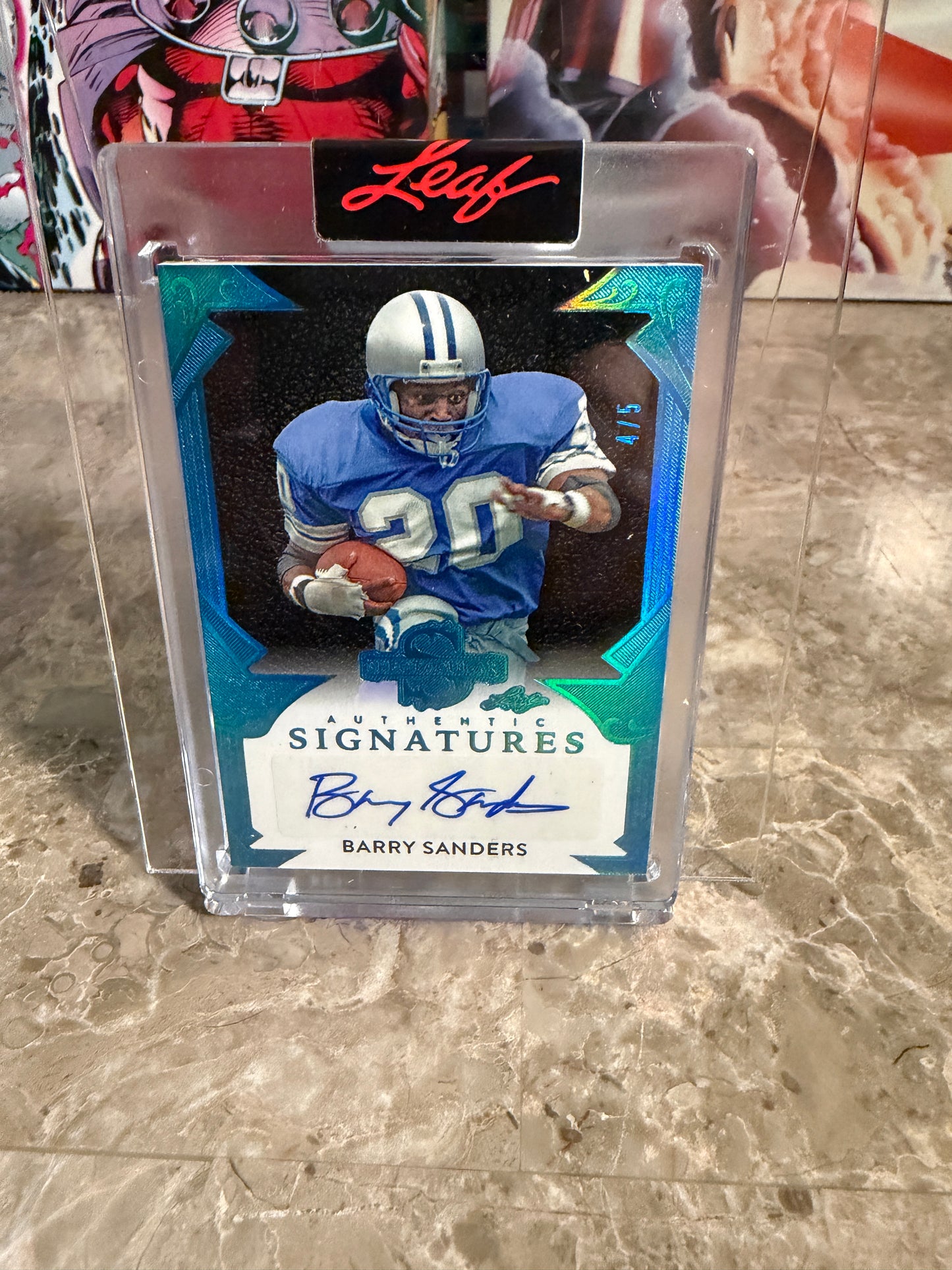 2026 Leaf Spectacular Football Authentic Signatures Barry Sanders Auto Platinum Blue /5
