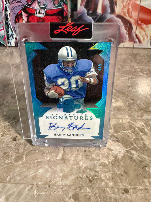 2026 Leaf Spectacular Football Authentic Signatures Barry Sanders Auto Platinum Blue /5
