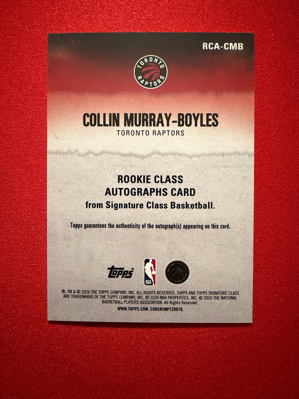 2025-26 Topps Signature Class Collin Murray-Boyles Rookie RC Auto #RCA-CMB