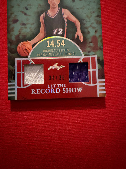 John Stockton 2025 Leaf Glory of the Game Let the Record Show Dual Game-Used /35