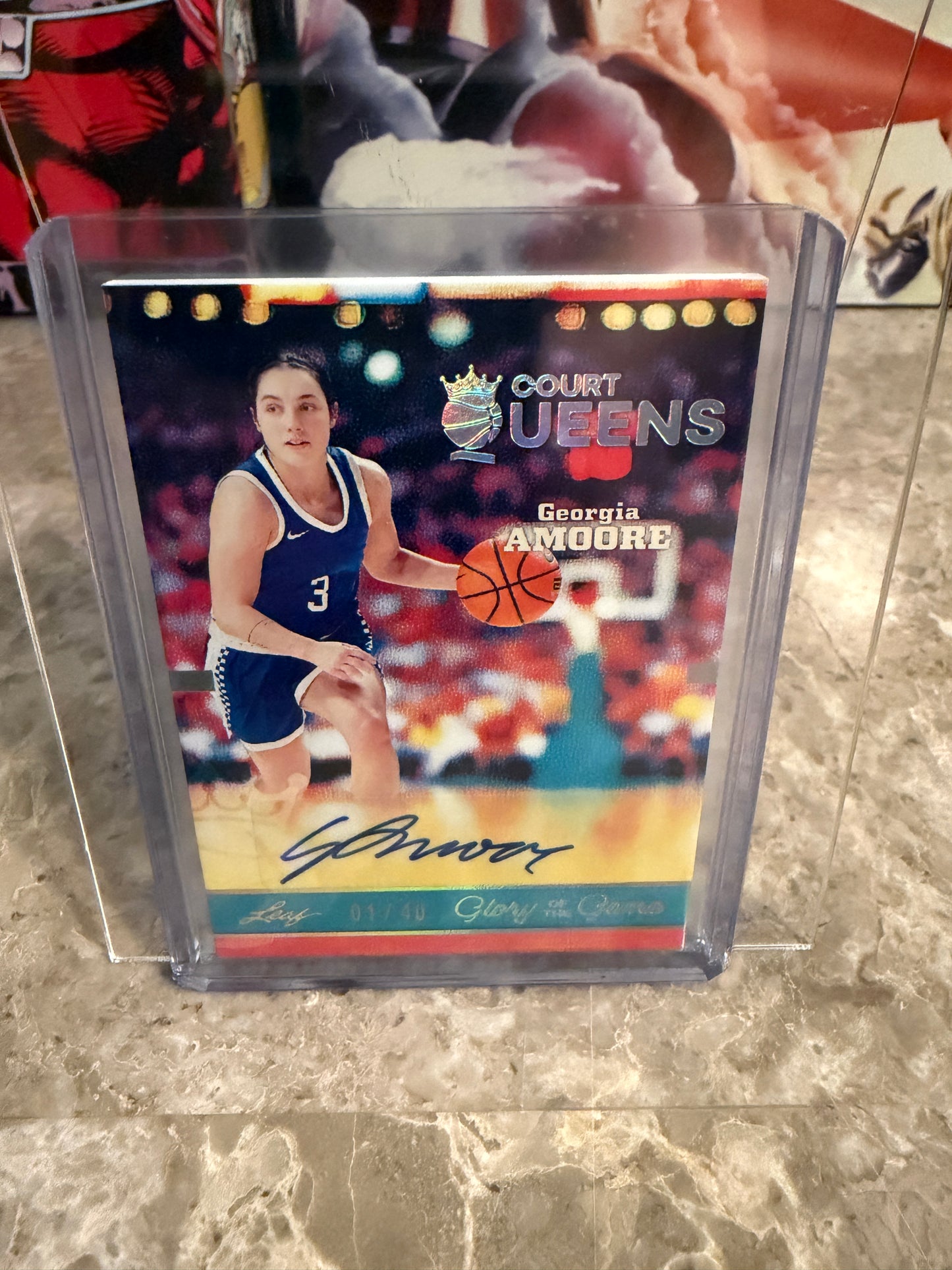 2025 Leaf Glory of the Game Basketball Court Queens Georgia Amoore Silver Auto 01/40