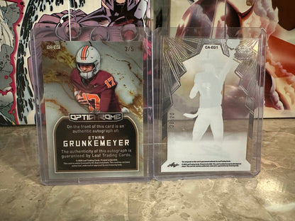 Ethan Grunkemeyer 2026 Leaf Optichrome Blue Crystal AUTO /5 & Trinity Clear /50 Lot