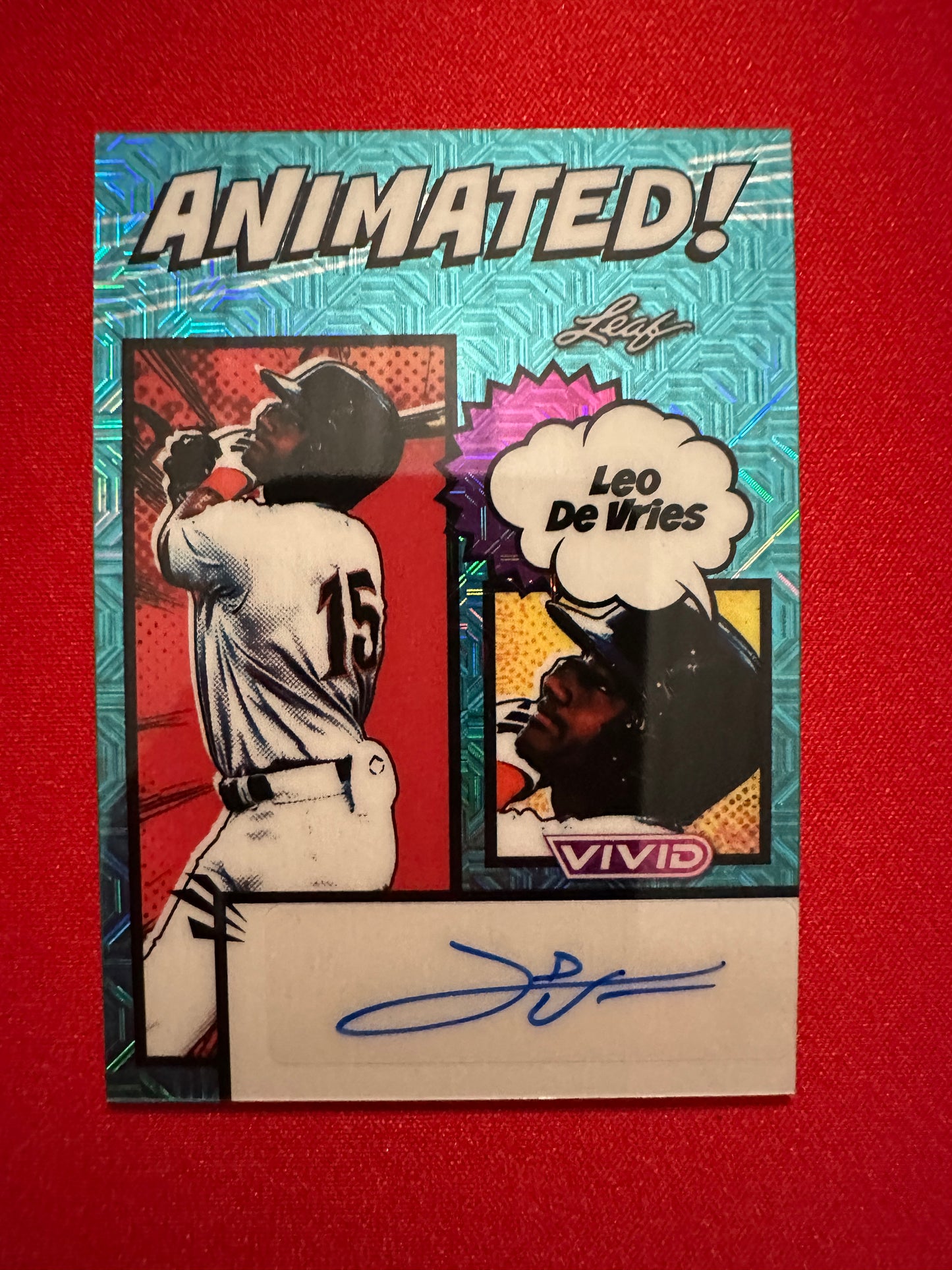 Leo De Vries 2026 Leaf Vivid Animated Teal Auto /25 Padres Phenom SS