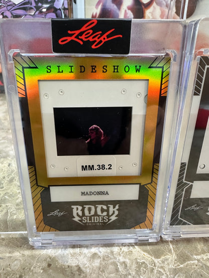 2026 Leaf Slideshow MADONNA Metal /25 & Sexy Celebrity Base 2-Slide Lot PROMO