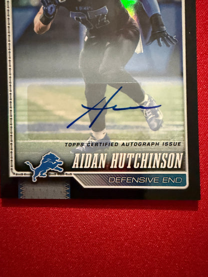 Aidan Hutchinson 2026 Topps Flagship Auto Black Holo Jersey Color Match 10/10