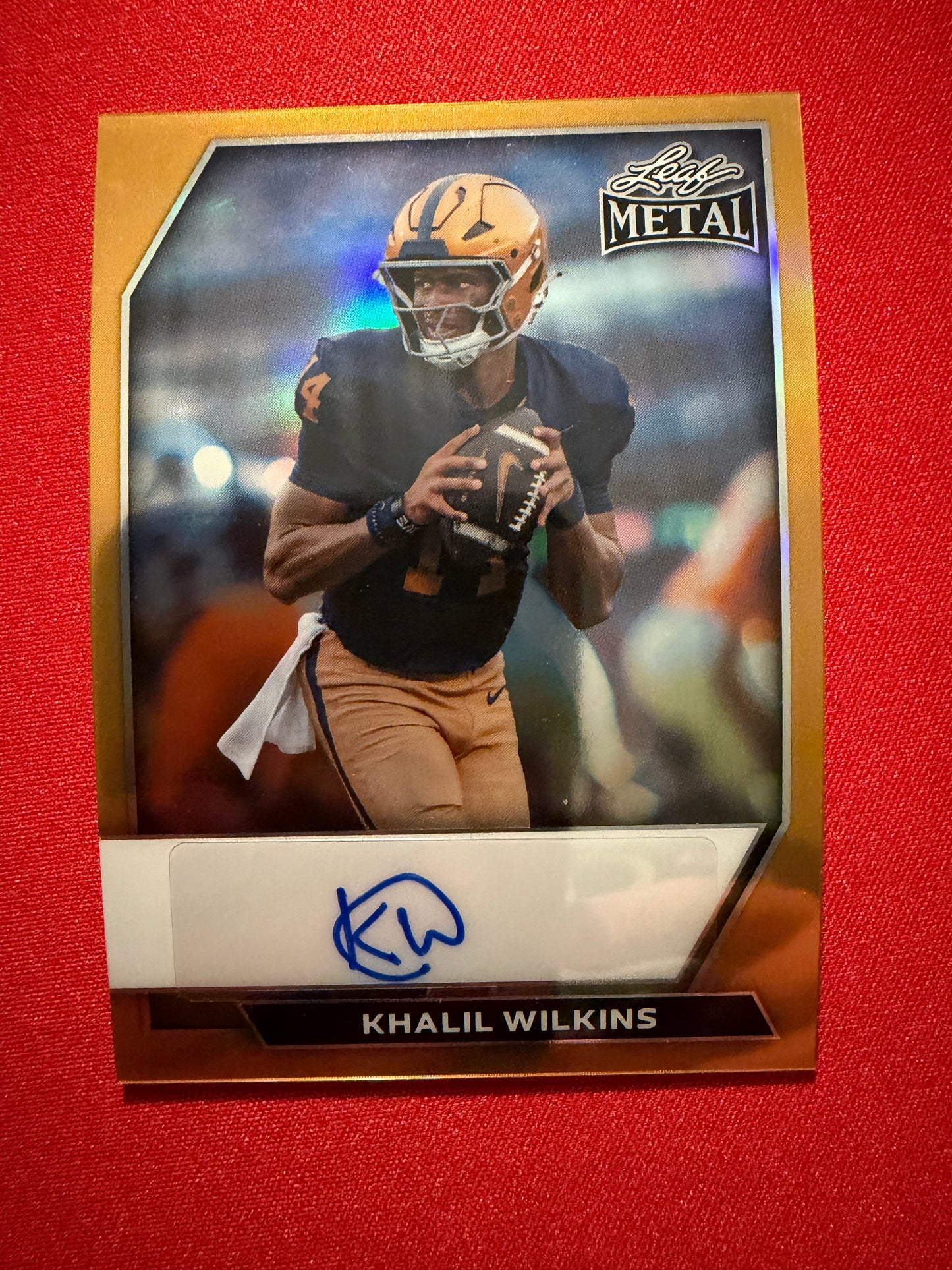 2026 Leaf Metal Football Khalil Wilkins Base Auto Gold Prismatic 1/1