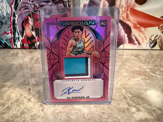 KJ Simpson Jr. 2024-25 Panini Obsidian Rookie Jersey Autographs Pink Flood /49