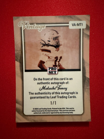Malachi Toney 2026 Leaf Pro Set Metal Football Vintage Auto Red 1/1