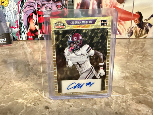 2026 Leaf Pro Set Metal Football Cederian Morgan 1989 Auto Gold Super Prismatic 1/1